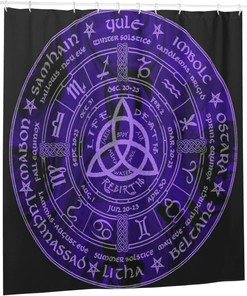 Viking Wiccan Wicca Print Shower Curtain - Waterproof Bath Curtain with Bathroom Decor for Home, Hotel, Office 