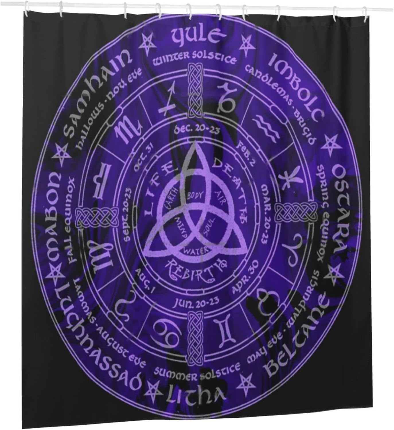 Viking Wiccan Wicca Print Shower Curtain - Waterproof Bath Curtain with Bathroom Decor for Home, Hotel, Office
