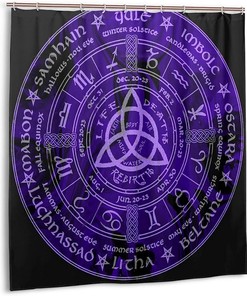 Viking Wiccan Wicca Print Shower Curtain - Waterproof Bath Curtain with Bathroom Decor for Home, Hotel, Office
