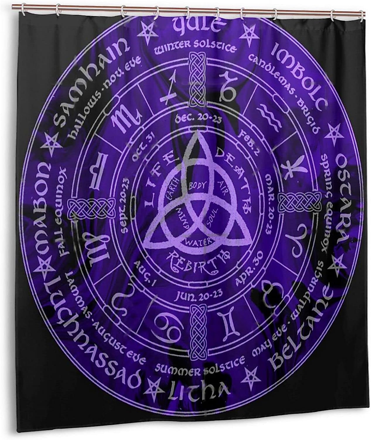 Viking Wiccan Wicca Print Shower Curtain - Waterproof Bath Curtain with Bathroom Decor for Home, Hotel, Office