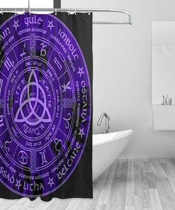 Viking Wiccan Wicca Print Shower Curtain - Waterproof Bath Curtain with Bathroom Decor for Home, Hotel, Office