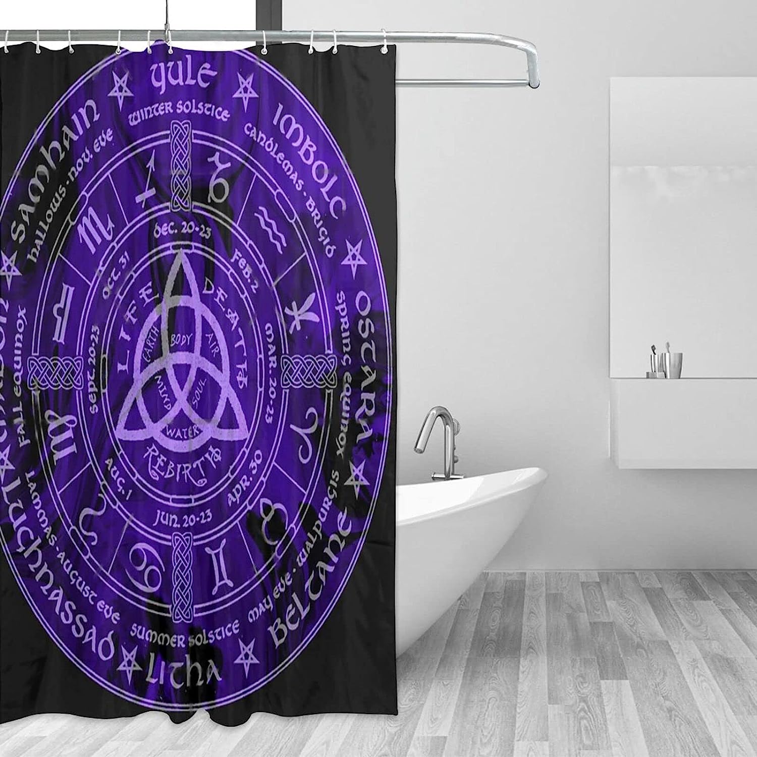 Viking Wiccan Wicca Print Shower Curtain - Waterproof Bath Curtain with Bathroom Decor for Home, Hotel, Office
