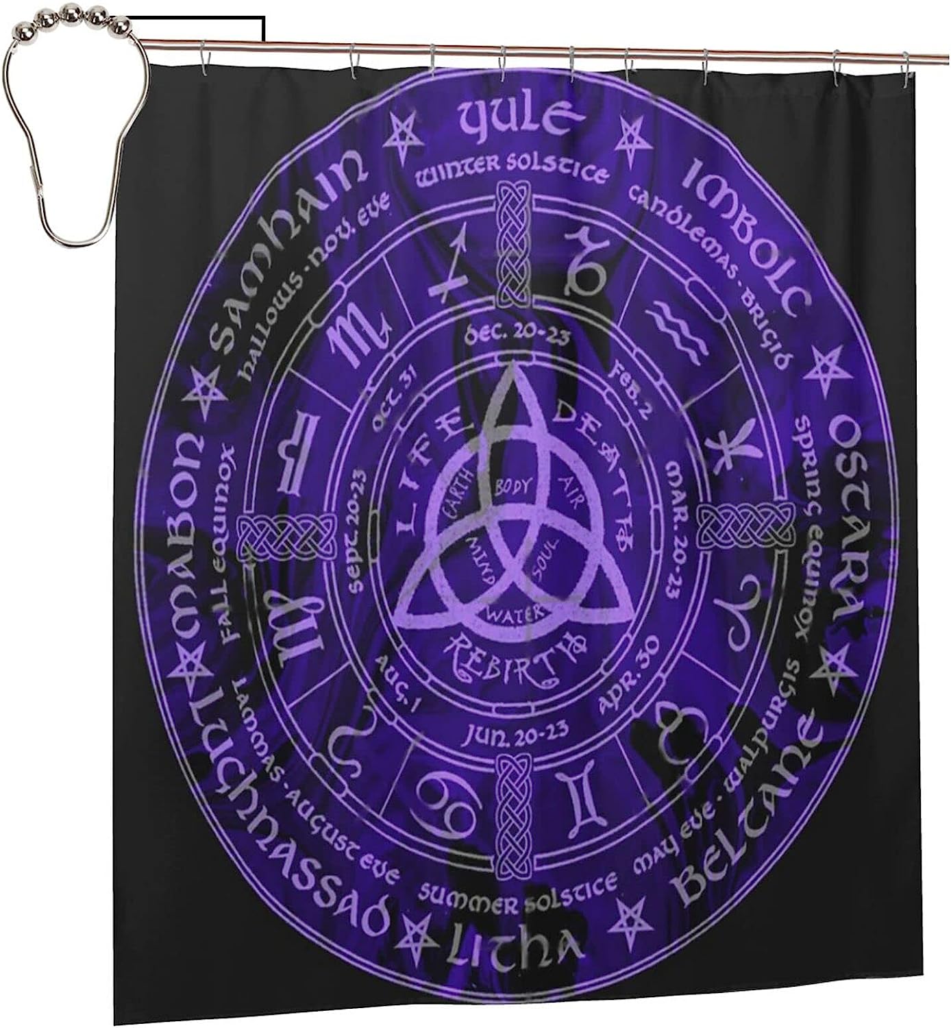 Viking Wiccan Wicca Print Shower Curtain - Waterproof Bathroom Decor for Home, Hotel, Office