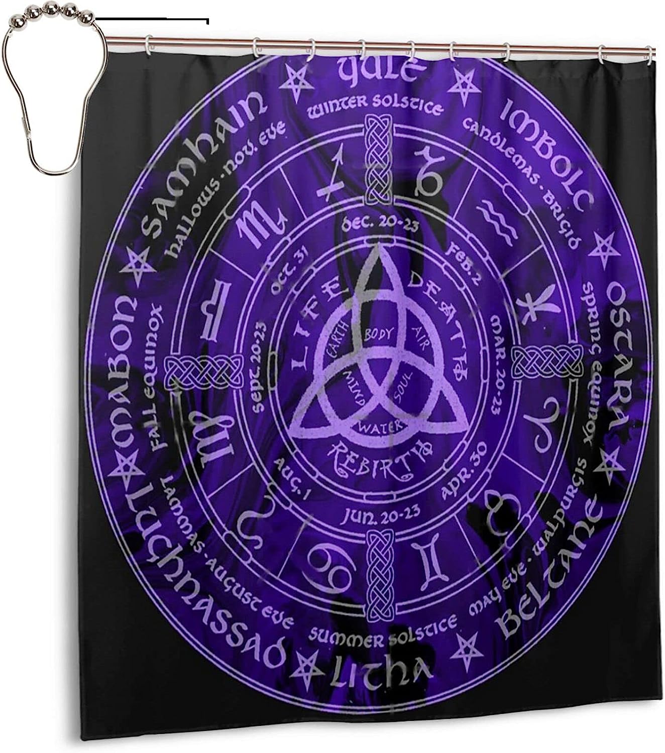 Viking Wiccan Wicca Print Shower Curtain - Waterproof Bathroom Decor for Home, Hotel, Office