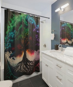 Viking Yggdrasil 2 Knotwork Story Shower Curtain - Housewarming Gift