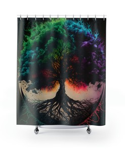 Viking Yggdrasil 2 Knotwork Story Shower Curtain - Housewarming Gift