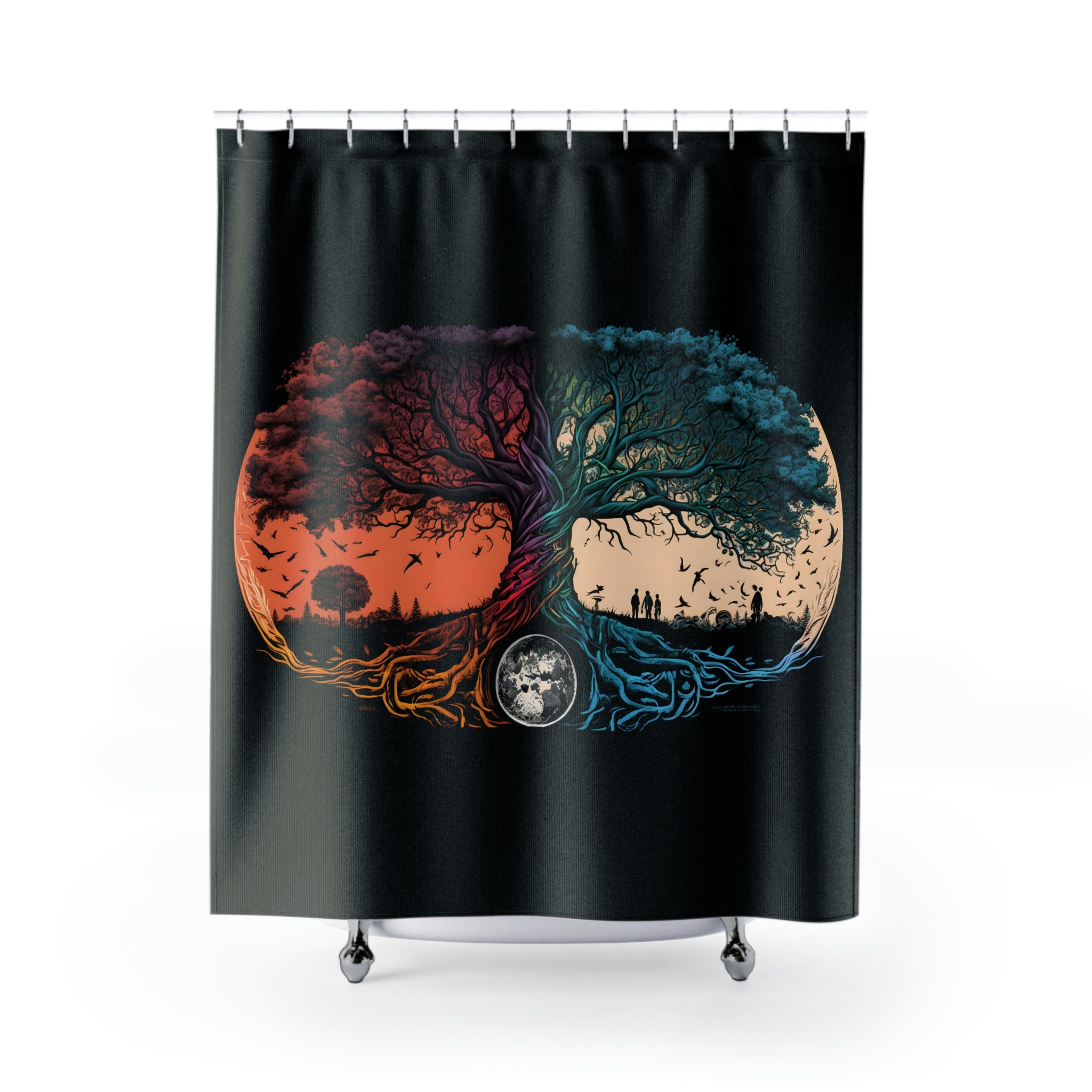 Viking Yggdrasil Knotwork Story Shower Curtain - Housewarming Gift