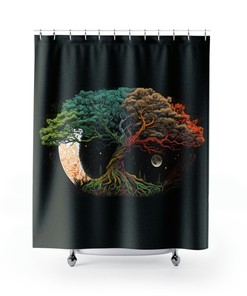 Viking-Themed Yggdrasil The World Tree Shower Curtain for Artistic Bathroom Decor