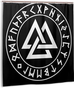 Vikings Norse Mythology Pagan Asatru Magical Rune Shower Curtain for Unique Bathroom Dcor