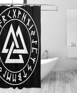 Vikings Norse Mythology Pagan Asatru Magical Rune Shower Curtain for Unique Bathroom Dcor