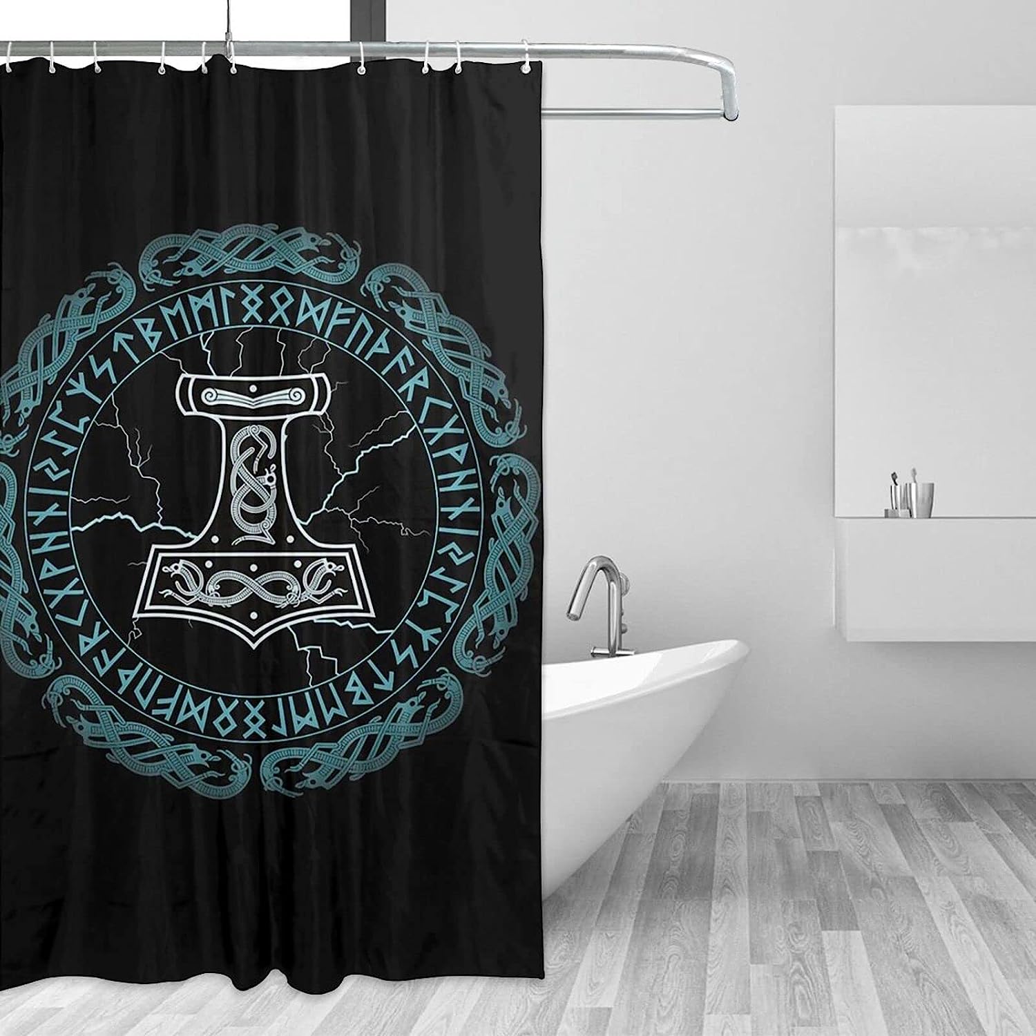 Vikings Norse Mythology Shower Curtain for Home and Hotel Bathroom Decoration