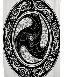 Vikings Shield Pattern Shower Curtain For Medieval Bathroom Decor