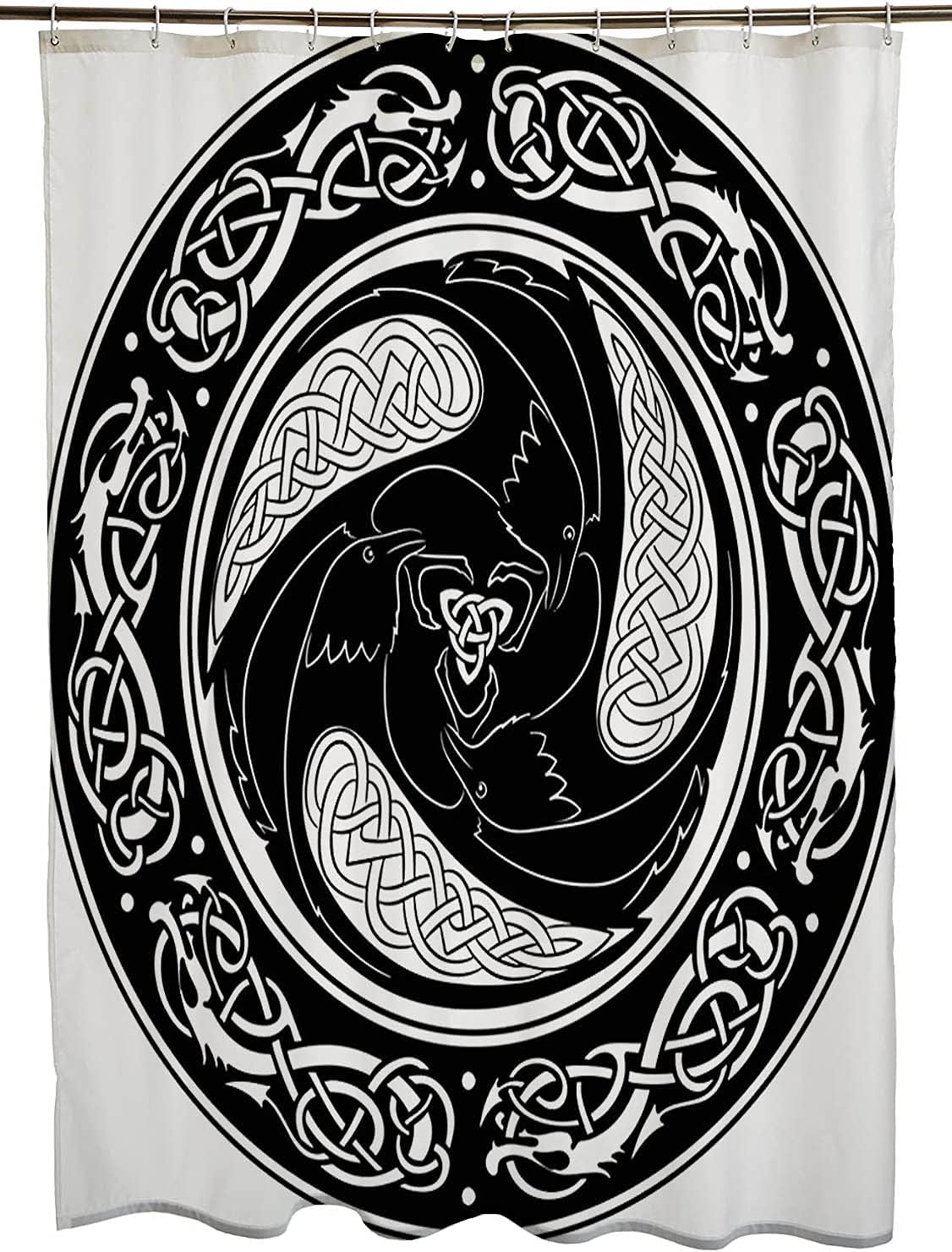 Vikings Shield Pattern Shower Curtain For Medieval Bathroom Decor
