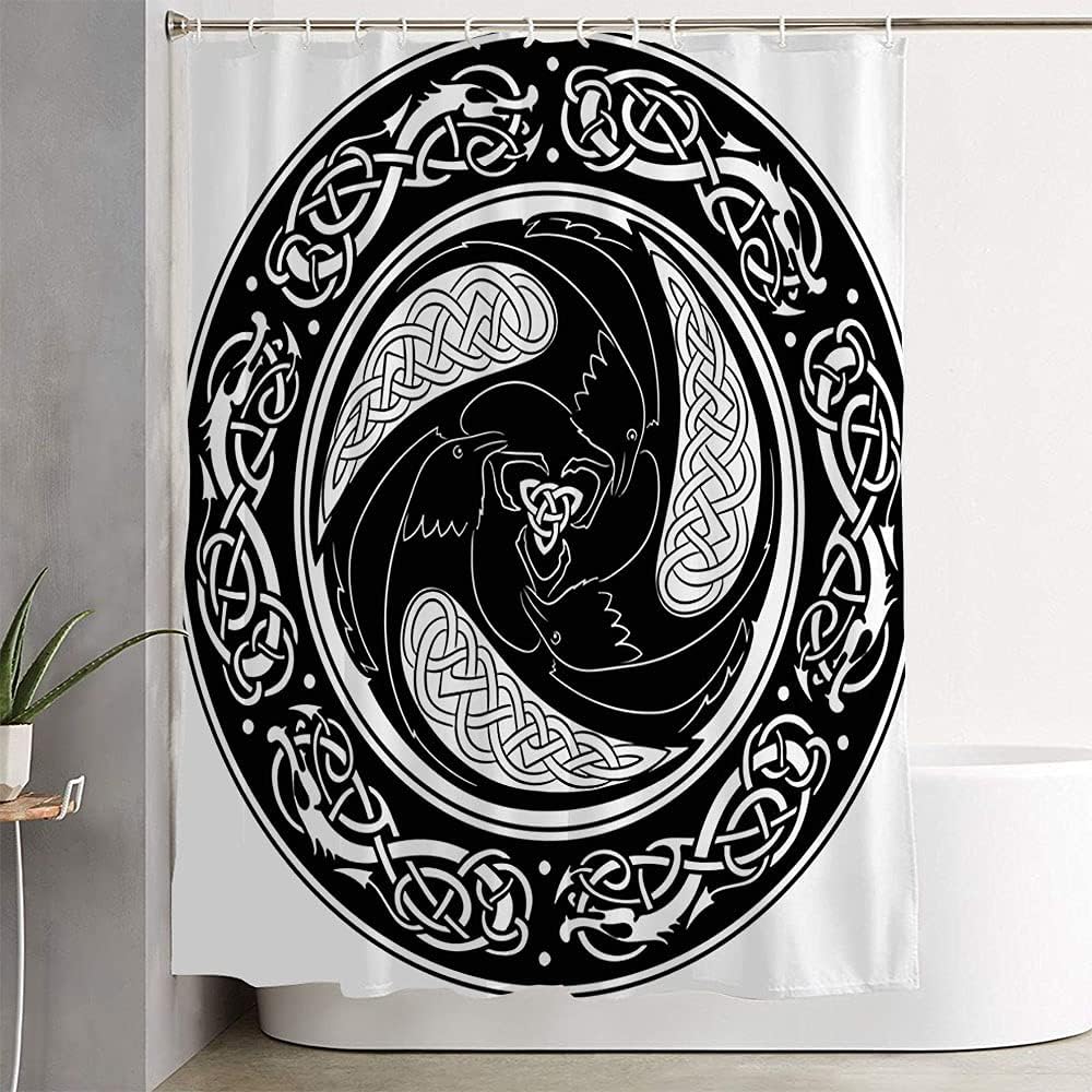 Vikings Shield Pattern Shower Curtain For Medieval Bathroom Decor - Image 2
