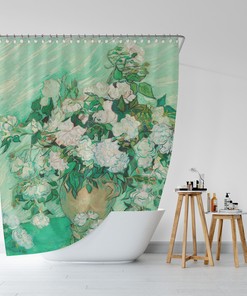 Vincent Van Gogh Pink Roses Shower Curtain For Art Decor Enthusiasts