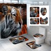 Vintage 3D Tiger Animal Printed Bath Waterproof Shower Curtain Lid For Your Bathroom