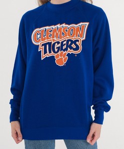 Vintage 90s Clemson Tigers Crewneck Sweatshirt - Made in USA for NCAA Fans