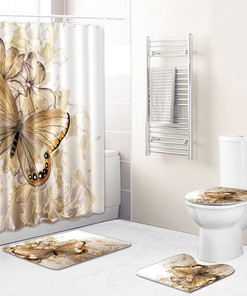 Vintage Aesthetic Shower Curtains With Butterfly Designs - Classic And Timeless Bathroom Decor Idea