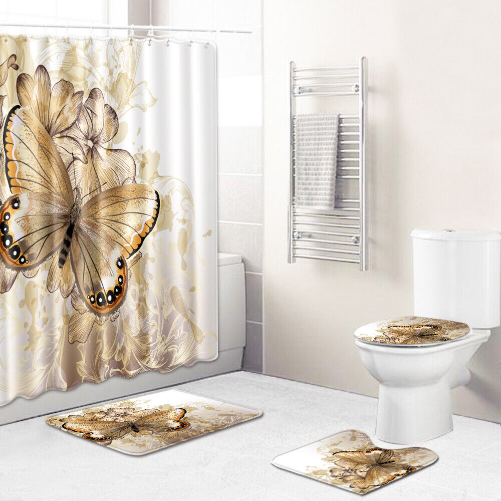 Vintage Aesthetic Shower Curtains With Butterfly Designs - Classic And Timeless Bathroom Decor Idea
