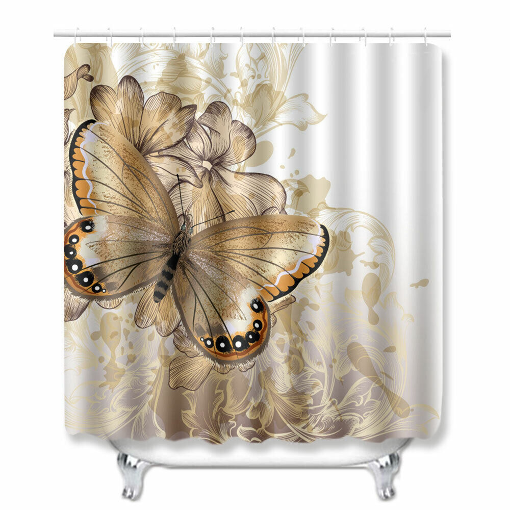 Vintage Aesthetic Shower Curtains With Butterfly Designs - Classic And Timeless Bathroom Decor Idea - Image 2