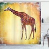 Vintage African Scenic Giraffe Shower Curtain, Unique Bathroom Decor