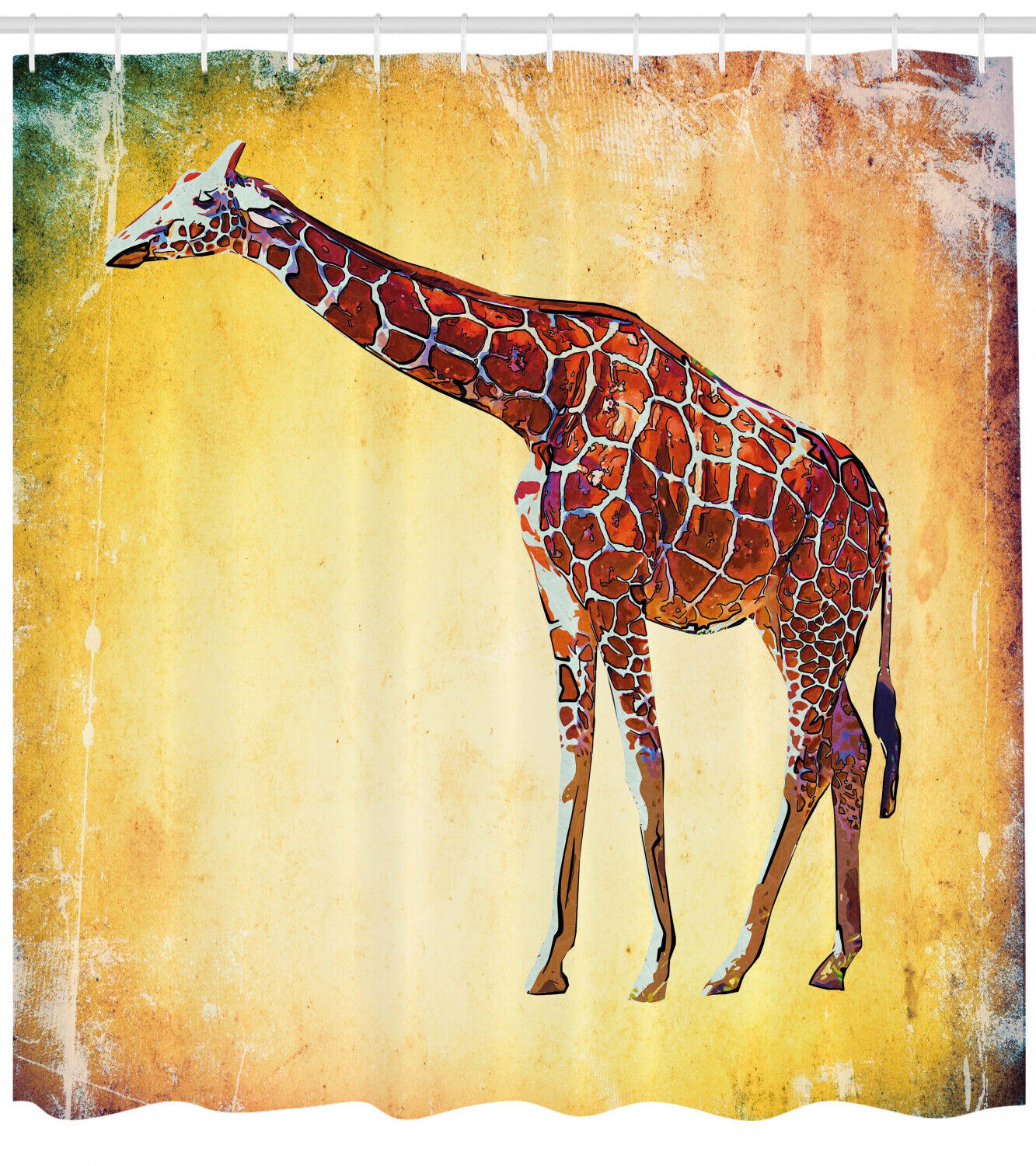 Vintage African Scenic Giraffe Shower Curtain, Unique Bathroom Decor