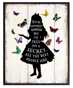 Vintage Alice In Wonderland Wall Art Poster For Girls Bedroom, Living Room, And Office - Unframed 8X10 Print