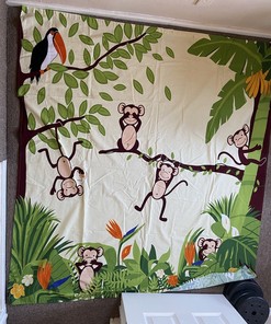 Vintage Allure Monkey Shower Curtain Bananas Vibrant Cute Unisex Bathroom Decor