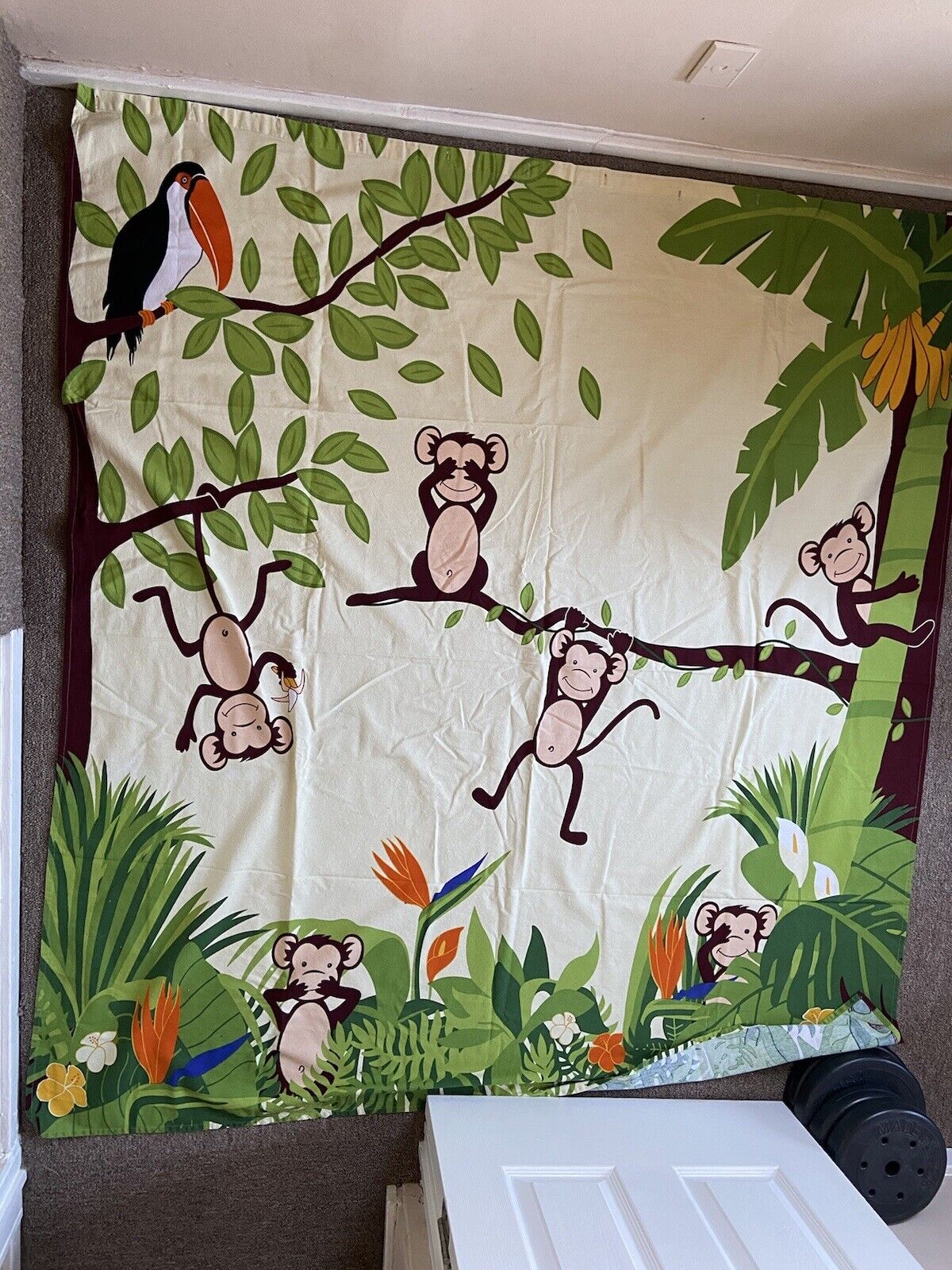 Vintage Allure Monkey Shower Curtain Bananas Vibrant Cute Unisex Bathroom Decor
