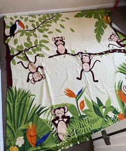 Vintage Allure Monkey Shower Curtain Bananas Vibrant Cute Unisex Bathroom Decor
