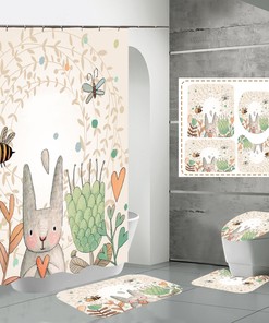 Vintage American Nature Elegant Decor Easter Rabbit Shower Curtain 
