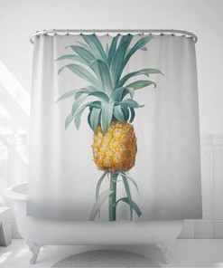 Vintage Ananas Print Botanic Pineapple Illustration Bathroom Decor Shower Curtain