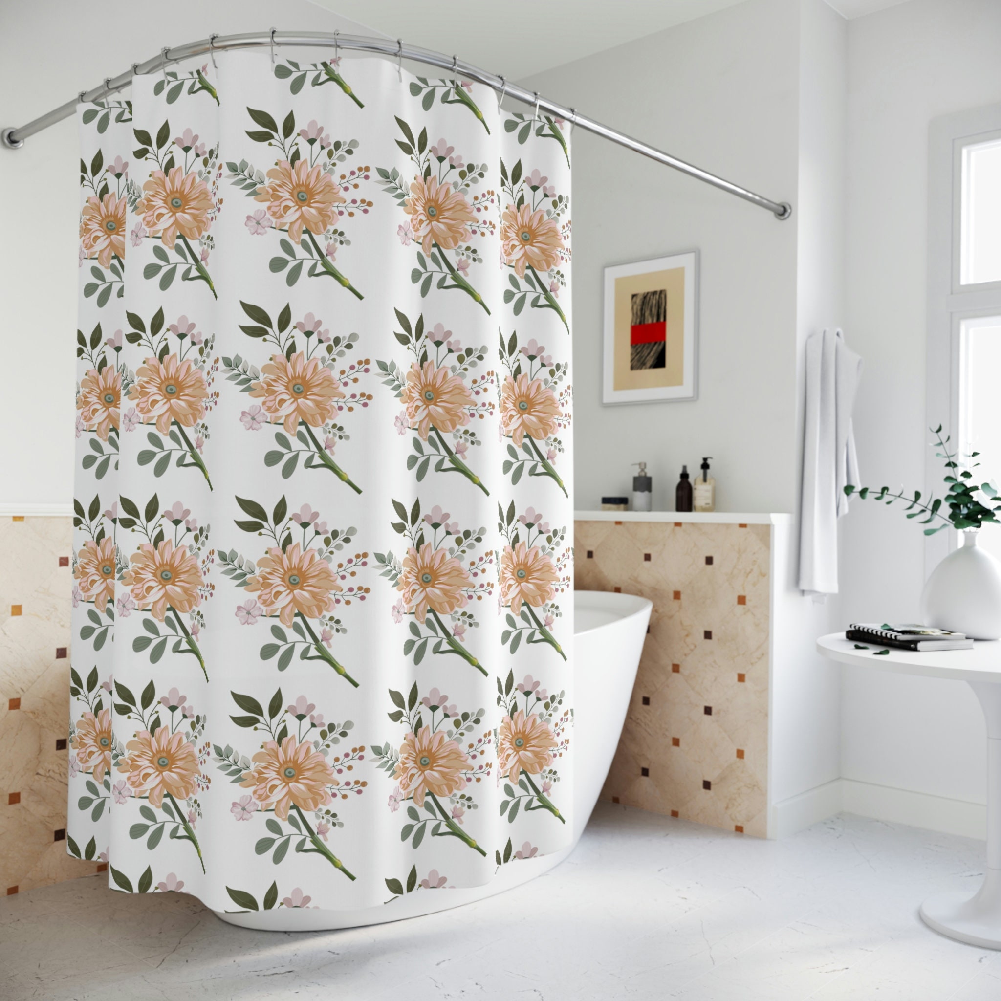 Vintage And Boho Floral Curtain Set For A Unique Shower Experience