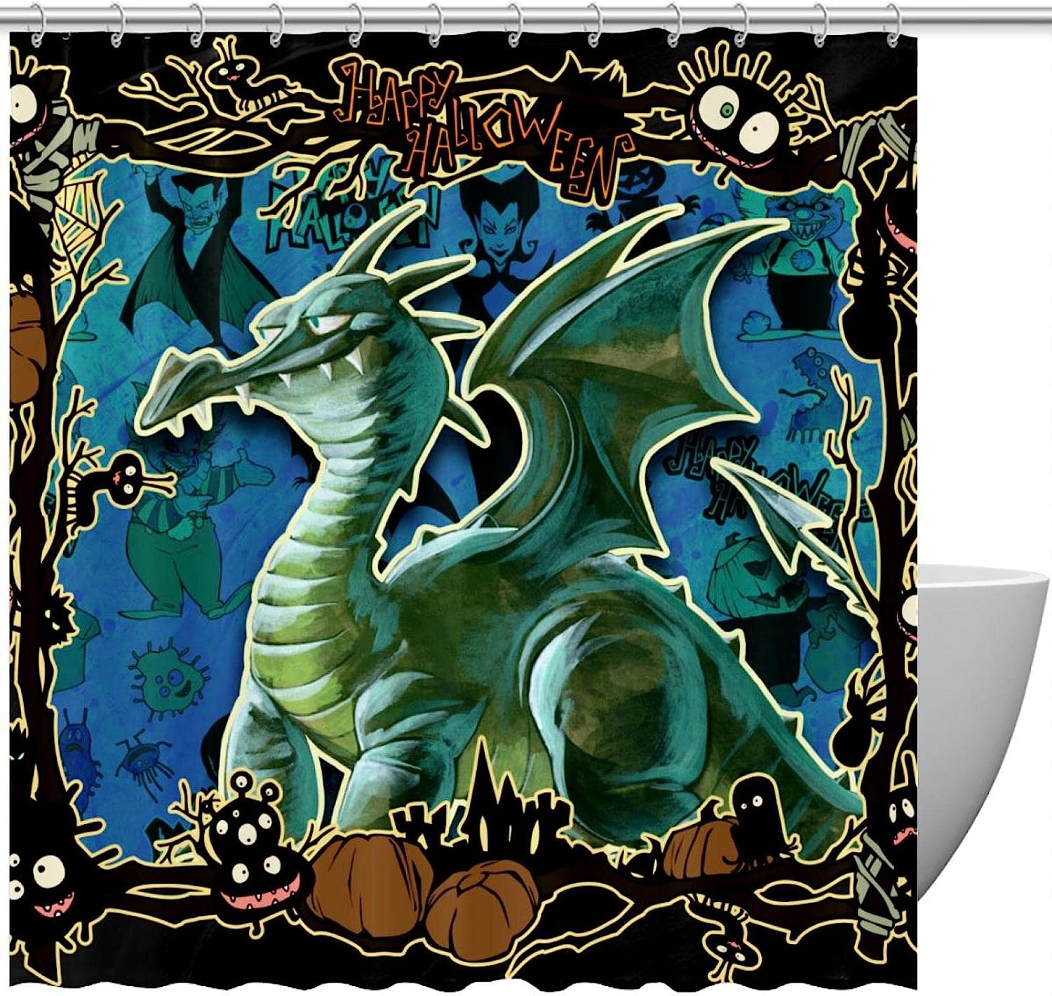 Vintage And Nostalgic Dinosaur Shower Curtain For A Unique And Quirky Bathroom Decor
