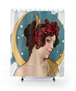 Vintage Art Dreamland 1902 Moon Women Bathroom Beautiful Decor Wedding Gift Couple Unique Shower Curtain