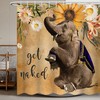 Vintage Artwork Elephant Floral Shower Curtain With Funny Get Naked Bath Curtain Design