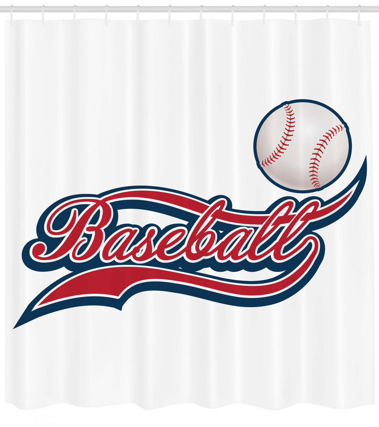 Vintage Baseball Sport Equipment Print American Shower Curtain, Cloth Fabric Bathroom Decor - Image 2