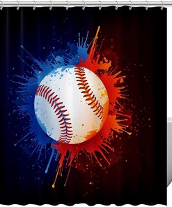 Vintage Baseball Themed Bathroom Shower Curtain