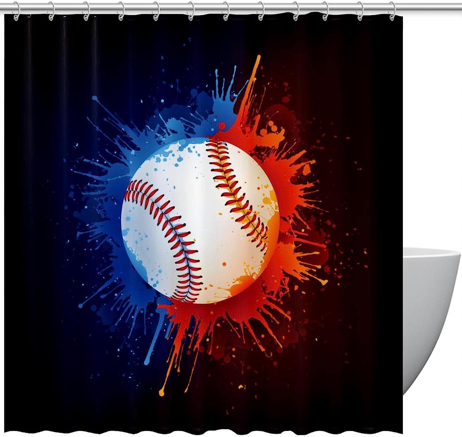 Vintage Baseball Themed Bathroom Shower Curtain
