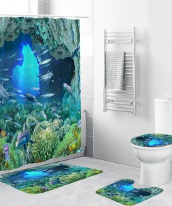 Vintage Bathroom Dolphin Shower Curtain