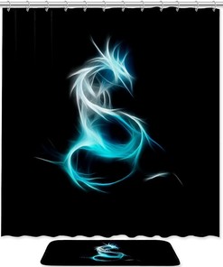 Vintage Bathroom Shower Curtain With Dragon Design