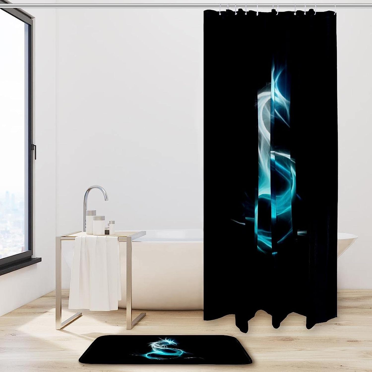 Vintage Bathroom Shower Curtain With Dragon Design - Image 2