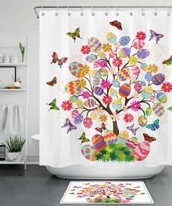 Vintage Bathroom Shower Curtain With Easter Eggs & Wishes - Adorable Bathroom Decor