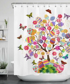 Vintage Bathroom Shower Curtain With Easter Eggs & Wishes - Adorable Bathroom Decor