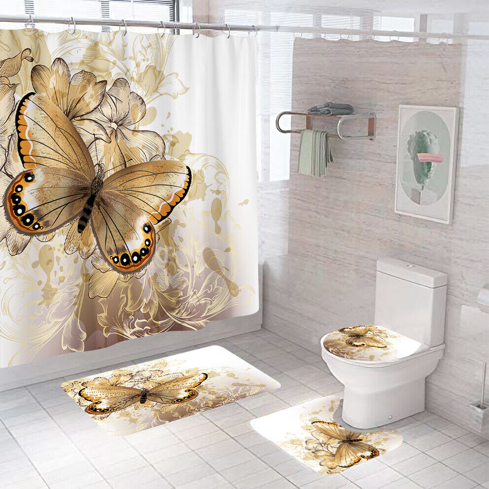 Vintage Bathroom Shower Curtains - Butterfly And Floral Design For A Classic Look