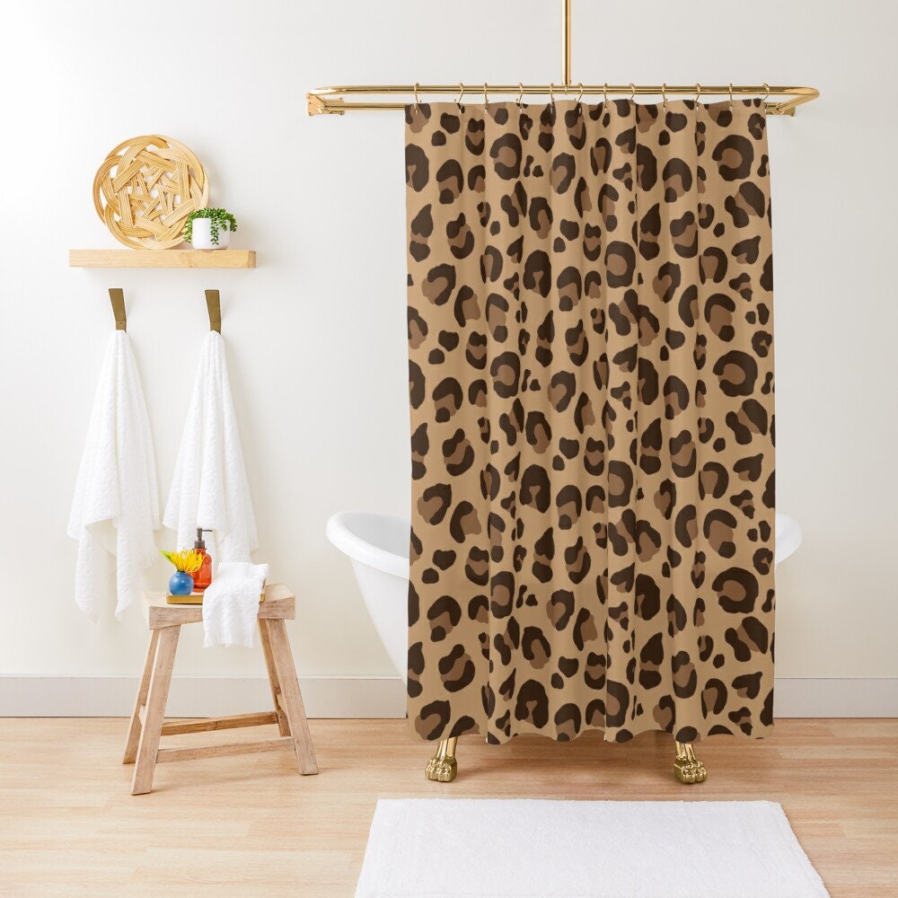 Vintage Bathroom Shower Curtains - Classic Brown Tan Camel Shower Curtain Bundle