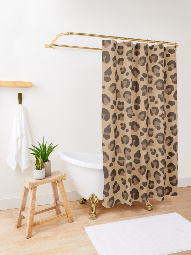 Vintage Bathroom Shower Curtains - Classic Brown Tan Camel Shower Curtain Bundle