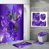 Vintage Bathroom Shower Curtains - Purple Butterfly Rose Print