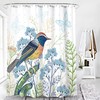 Vintage Bathroom Shower Curtains with Tropical Palm Leaves and Flamingos Print Design 