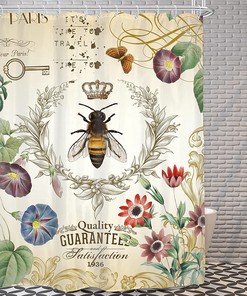 Vintage Bee - Primitive French Garden Rustic Nature Shower Curtain By Ambzek